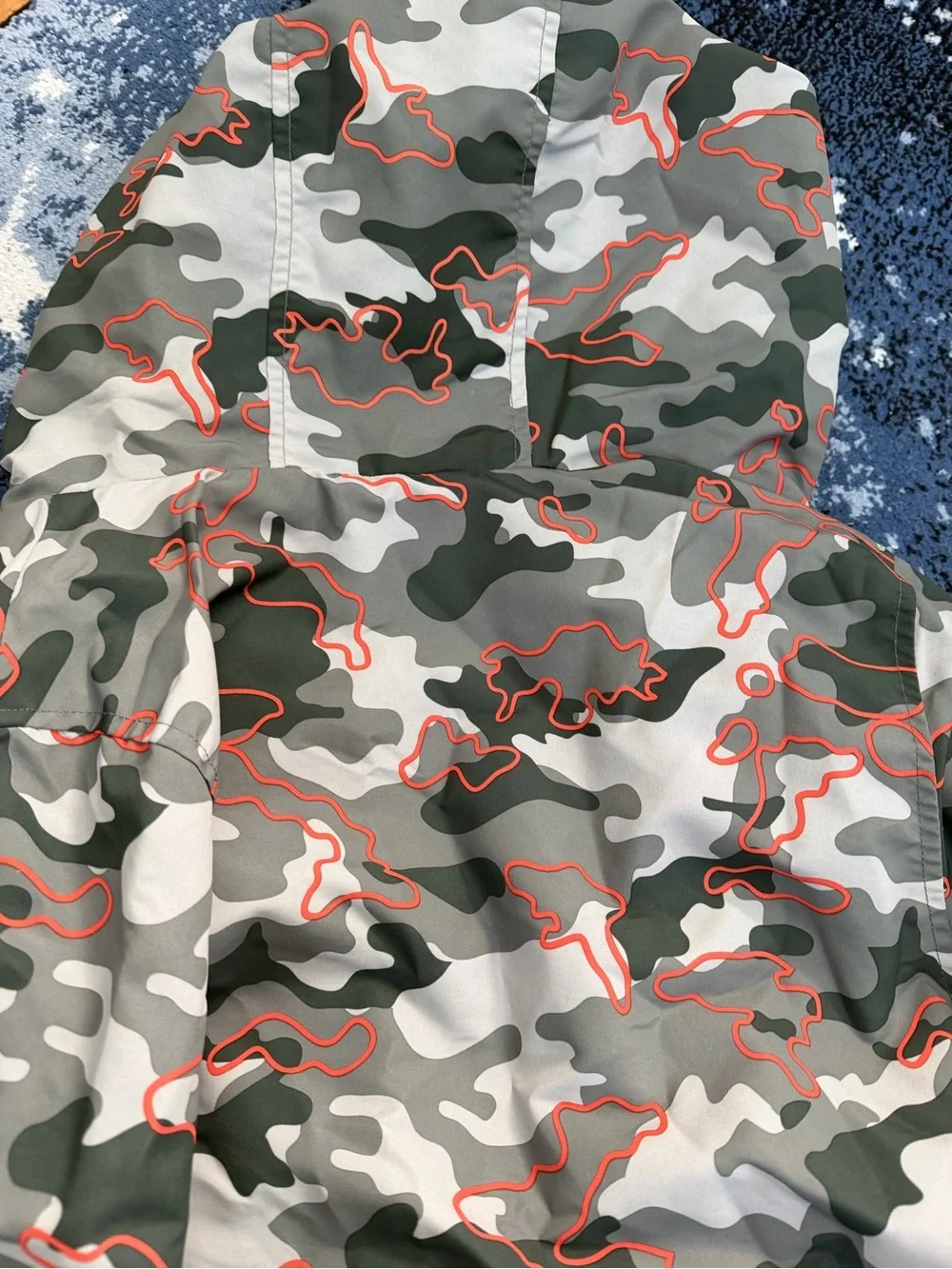 F&F Green Grey Camo Kids Hooded Raincoat with Orange Trim